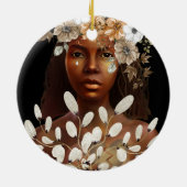 Broke in de gehoorde Afrikaanse Amerikaanse vrouwe Keramisch Ornament (Achterkant)