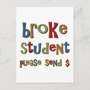 Broke Student Stuur geld Briefkaart