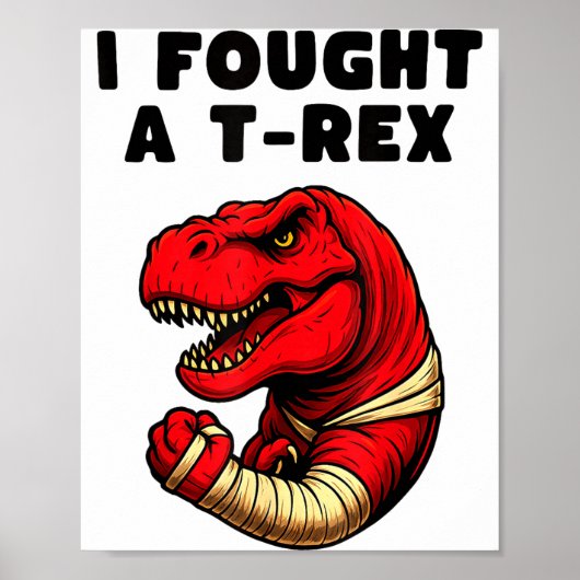 Broken Arm Recovery T-rex Kids Boys Dinosaur  Poster (Voorkant)