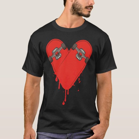 Broken Bleeding Skateboard Heart T-shirt (Voorkant)