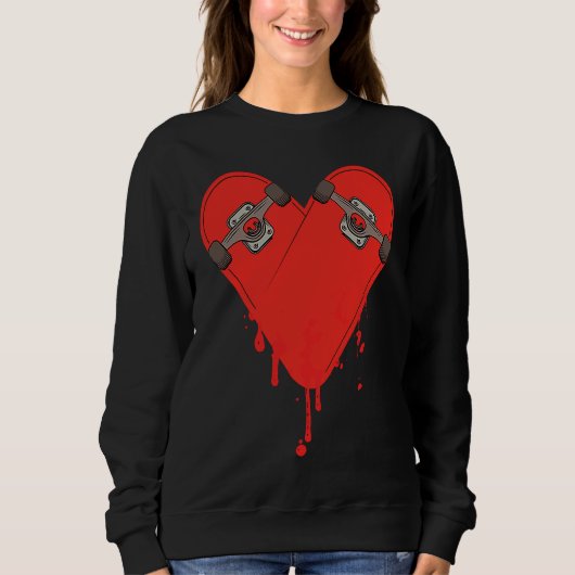 Broken Bleeding Skateboard Heart Trui (Voorkant)