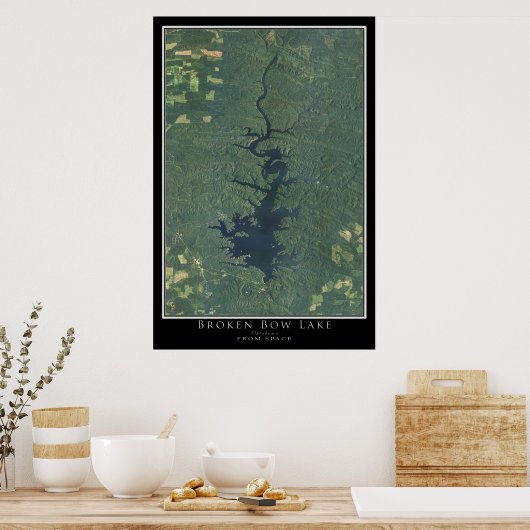 Broken Bow Lake Oklahoma Satellite Poster Map (Keuken)