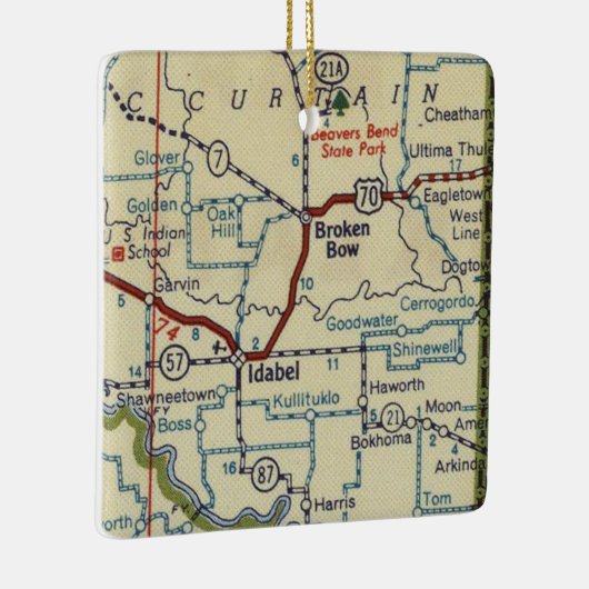 Broken Bow OK kaart Keramisch Ornament (Rechts)