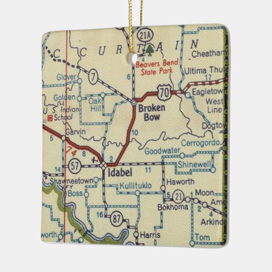 Broken Bow OK  kaart Keramisch Ornament (Links)