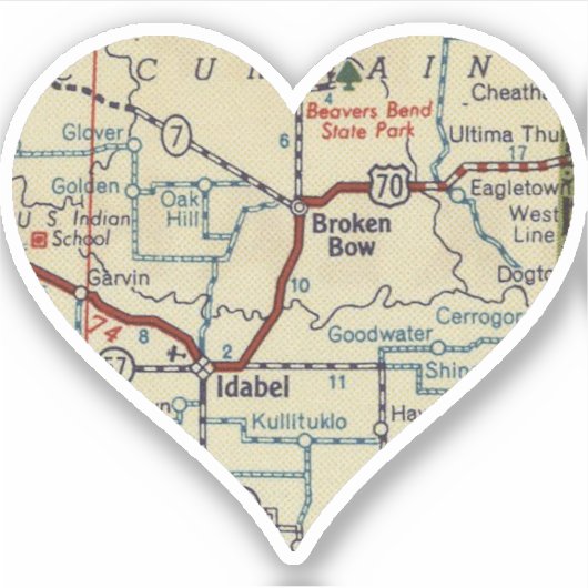 Broken Bow Oklahoma Sticker (Voorkant)