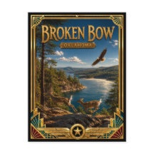 Broken Bow Oklahoma Vintage Art Deco Gouden Tijdpe