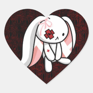 Broken Bunny Hart Sticker