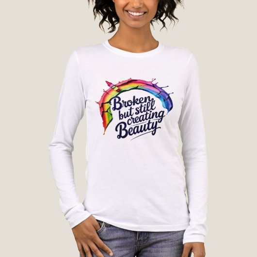 "Broken But Still Creating Beauty" Mental Health Tri-Blend Shirt (Voorkant volledig)