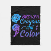 Broken Crayons nog steeds Colour Suicide Awareness Fleece Deken (Voorkant)