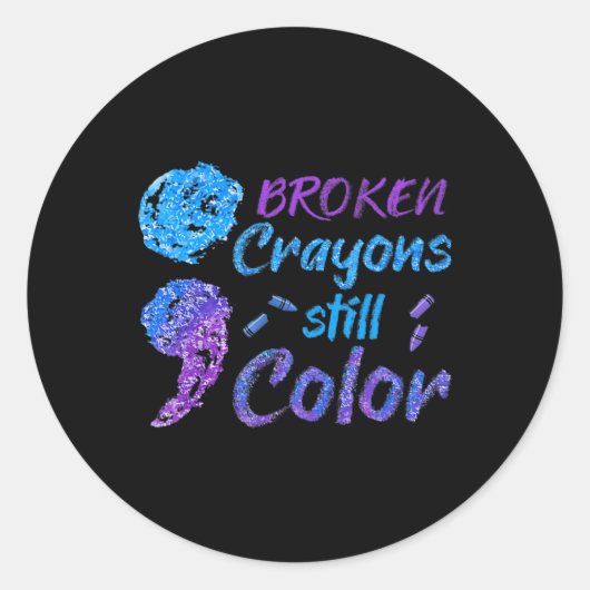 Broken Crayons nog steeds Colour Suicide Awareness Ronde Sticker (Voorkant)
