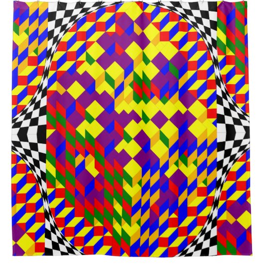 Broken Cube door Kenneth Yoncich Douchegordijn (Voorkant)