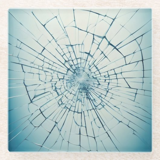 broken glass, cracked glazen onderzetter (Voorkant)