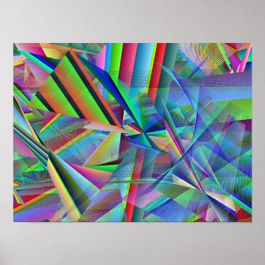 Broken Glass Ruptured Mirror Line Art Poster (Voorkant)