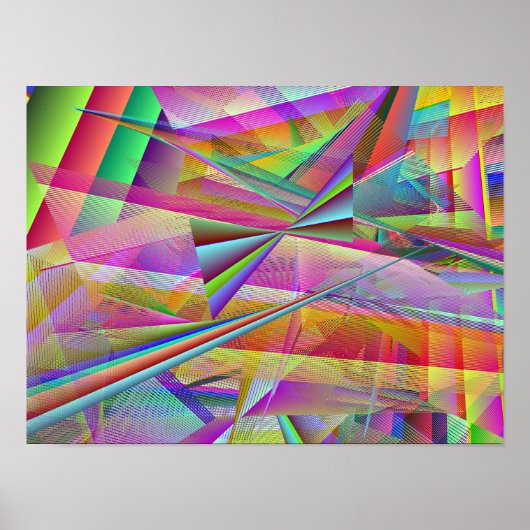 Broken Glass Shattered Mirror Line Art Poster (Voorkant)