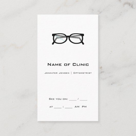 Broken Glasses Professionele Optometrie Afspraak Visitekaartje (Voorkant)