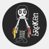 Broken Goth Doll Ronde Sticker (Voorkant)