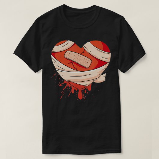 Broken hart gebroken zad valentijndag t-shirt (Design voorkant)