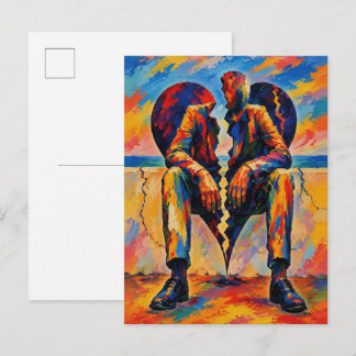 Broken Heart by the Sea – Fauvist Symbolic Paintin Briefkaart