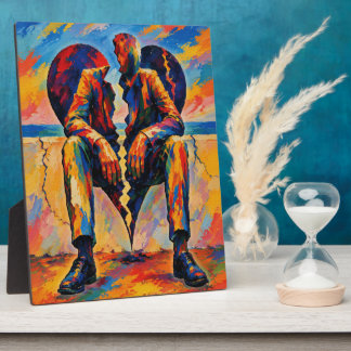 Broken Heart by the Sea – Fauvist Symbolic Paintin Fotoplaat