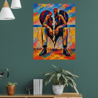 Broken Heart by the Sea – Fauvist Symbolic Paintin Poster