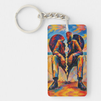 Broken Heart by the Sea – Fauvist Symbolic Paintin Sleutelhanger