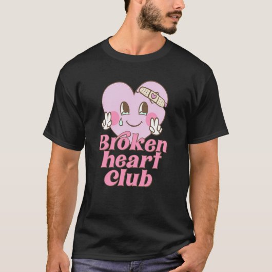 Broken Heart Club Valentine Day Retro Groovy Men W T-shirt (Voorkant)