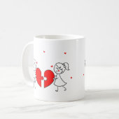 Broken Heart Couple Sad Love Cartoon Valentine Koffiemok (Voorkant links)