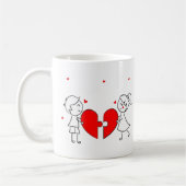 Broken Heart Couple Sad Love Cartoon Valentine Koffiemok (Links)