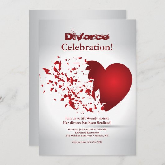 Broken Heart Divorce Celebration Kaart (Voorkant / Achterkant)