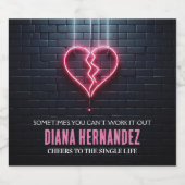 Broken Heart Divorce Party Sparkling Wijnetiket (Enkel label)