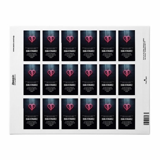 Broken Heart echtscheiding partij Etiket (Full Sheet)