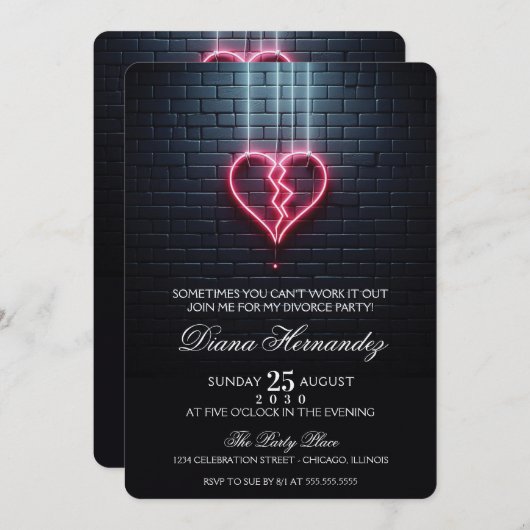 Broken Heart echtscheiding partij Kaart (Voorkant / Achterkant)