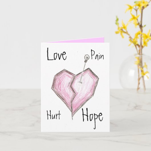 Broken Heart Note Card Kaart (Gele Bloem)