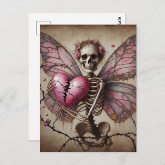 Broken Heart Skelet Fairy Briefkaart (Voorkant / Achterkant)