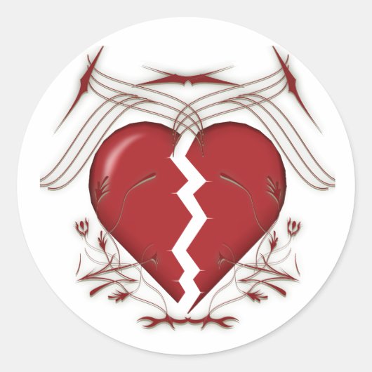 Broken Heart & Tribal Graphics: Ronde Sticker (Voorkant)