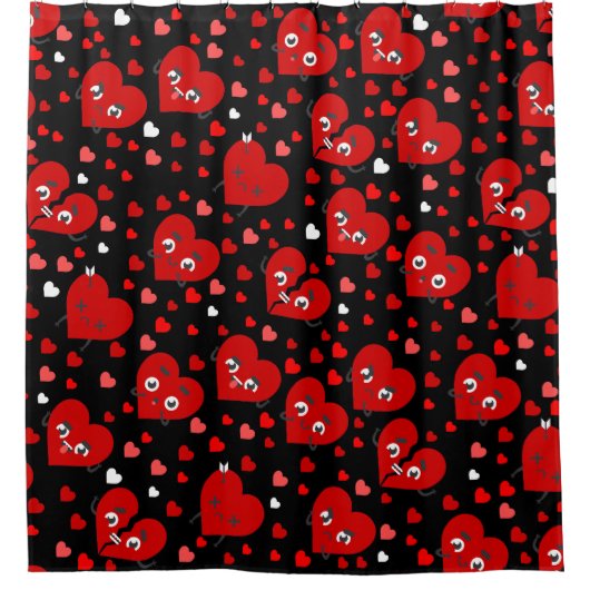 Broken Hearts Love Anti valentijnen Red Douchegordijn (Voorkant)