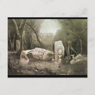 Broken Mayan idol op Copan, Guatemala Briefkaart