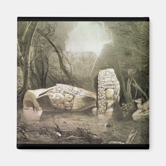 Broken Mayan idol op Copan, Guatemala Magneet (Voorkant)