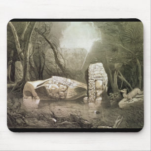 Broken Mayan idol op Copan, Guatemala Muismat