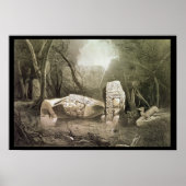 Broken Mayan idol op Copan, Guatemala Poster (Voorkant)