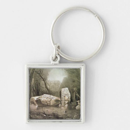 Broken Mayan idol op Copan, Guatemala Sleutelhanger (Voorkant)