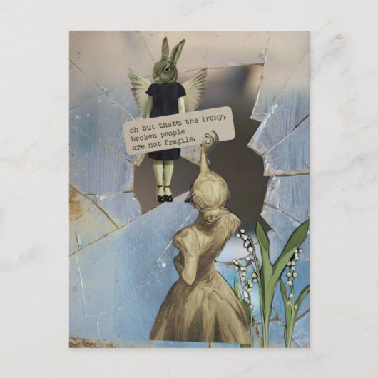 Broken People Are Not Fragile Vintage Collage Briefkaart (Voorkant)