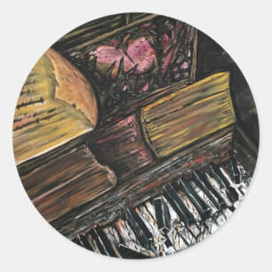 Broken Piano Ronde Sticker