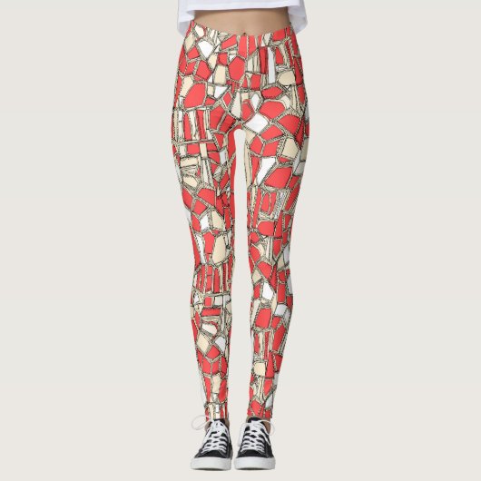 BROKEN POP koraal Leggings (Voorkant)
