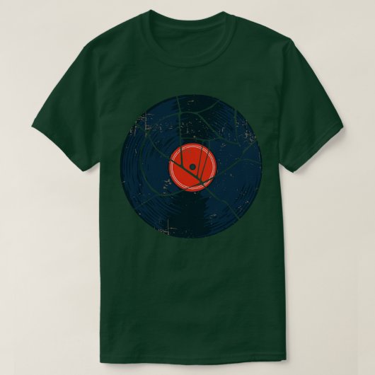 Broken Record Retro Vinyl Record Collector T-shirt (Design voorkant)