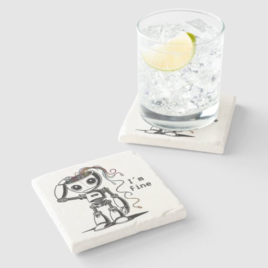 Broken Robot: het gaat goed Stenen Onderzetter (Zijkant)