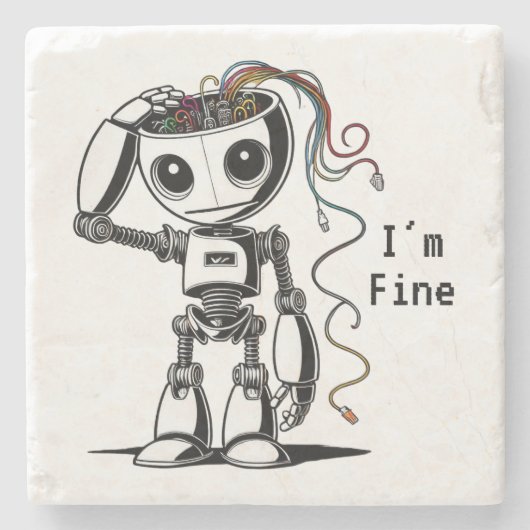 Broken Robot: het gaat goed Stenen Onderzetter (Voorkant)