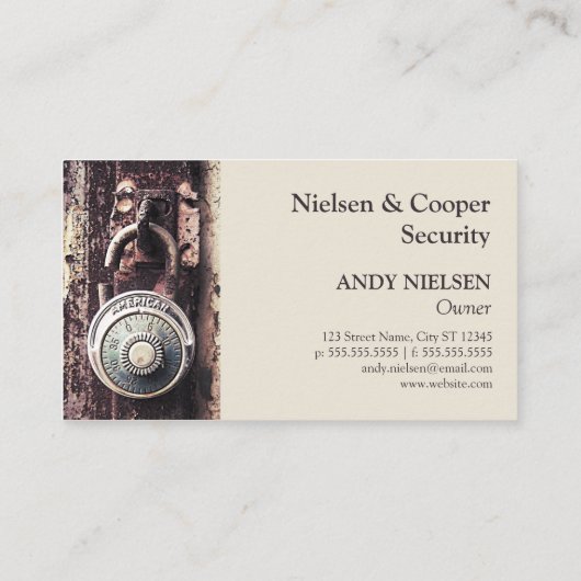 Broken Rusty American Padlock Security Business Visitekaartje (Achterkant)