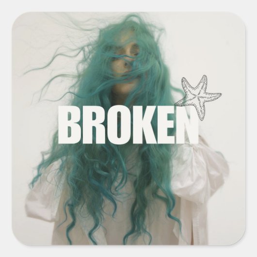 BROKEN teal-haired figure sticker (Voorkant)