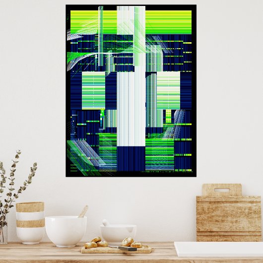 Broken Tv Glitch Art  Poster (Keuken)